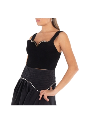 Aje Ladies Black Goldfoil Metal Bar Bodice