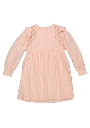 Chloe Girls Washed Pink Embroidered-Scallop Ceremony Midi Dress