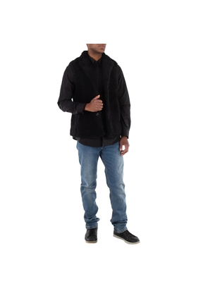 Viridi-Anne Mens Black Boa Sleeveless Jacket