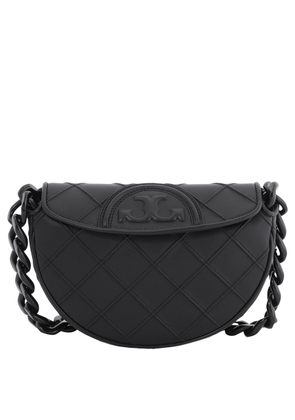 Tory Burch Black Leather Fleming Soft Mini Crescent Bag