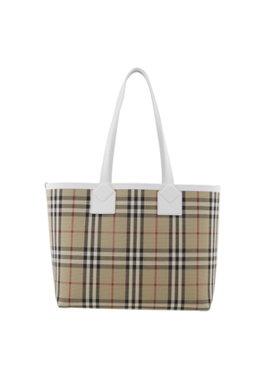 Burberry Ladies Archive Beige Check Cotton Canvas Small London Tote