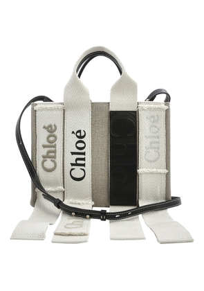 Chloe Sand Linen Woody Small Logo Tote