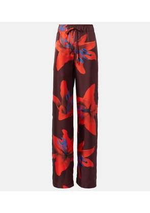 McQueen Printed silk wide-leg pants