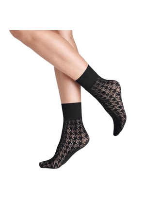 Wolford Ladies Black Dylan Houndstooth Net Socks