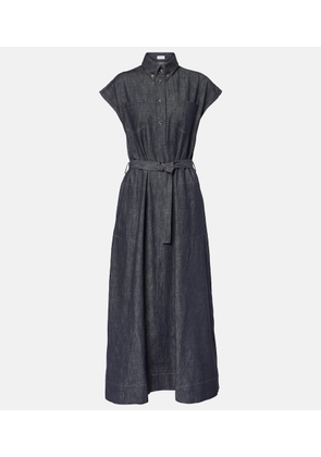 Brunello Cucinelli Belted denim maxi dress