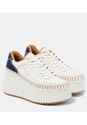 Chloe Nama suede-trimmed leather platform sneakers