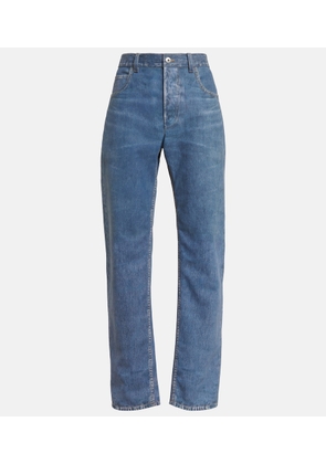 Bottega Veneta Denim-printed wide-leg leather pants