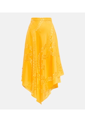 Stella McCartney Asymmetrical printed high-rise midi skirt
