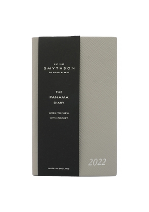 Smythson 2022 Panama Diary With Pocket In Light Steel