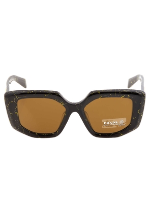 Prada Dark Brown Irregular Ladies Sunglasses PR 14ZSF 19D01T 52