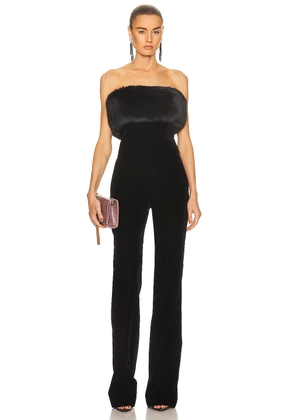 Saint Laurent Strapless Velour Jumpsuit in Noir - Black. Size 38 (also in ).