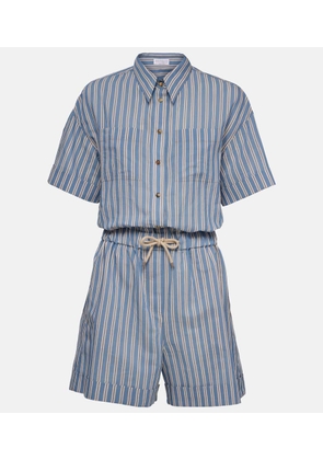 Brunello Cucinelli Striped cotton and silk playsuit