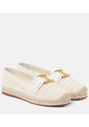 Chloe Marcie leather-trimmed crochet espadrilles
