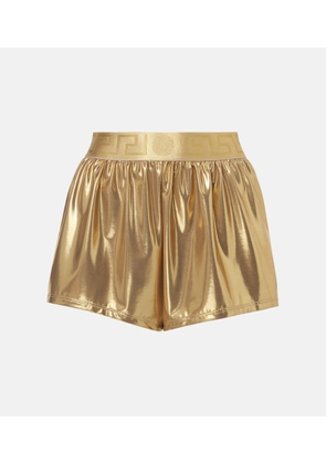 Versace Logo metallic swim shorts