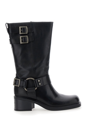 Vagabond daniella Black Ankle Boots With Buckles In Leather Woman