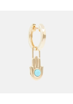 Robinson Pelham Orb Midi 14kt gold single hoop earring and Hamsa Hand Earwish with turquoise