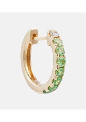 Robinson Pelham Orb Large 14kt gold single hoop earring with diamond and tsavorite