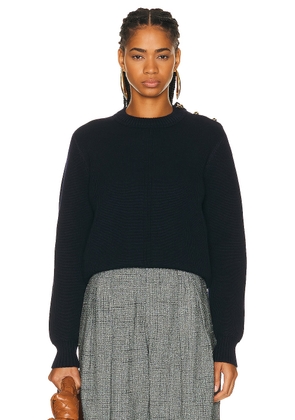 Bottega Veneta Dry Wool Rib Sweater in Abyss - Navy. Size L (also in M, XL).