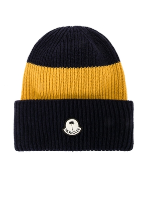 Moncler Genius x Palm Angels Beanie in Navy Yellow Stripe - Yellow. Size all.