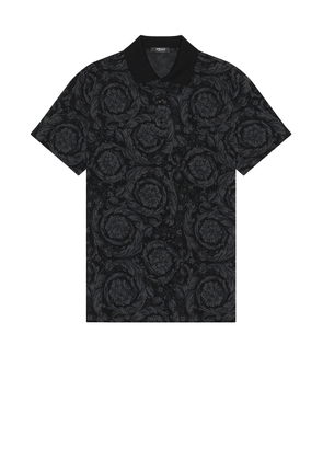 VERSACE Barocco Polo in Medium Grey - Grey. Size S (also in ).