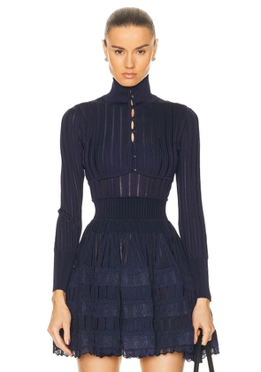 ALAÏA Crinoline Cardigan in Bleu Gris - Navy. Size 40 (also in ).