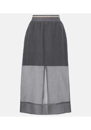 Brunello Cucinelli Sheer silk midi skirt