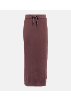 Brunello Cucinelli Ribbed-knit cotton midi skirt