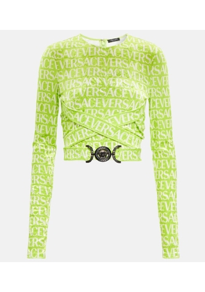 Versace Medusa Biggie logo velvet crop top