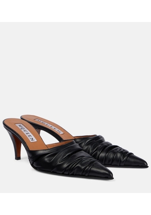 McQueen Birdee 70 ruched faux leather mules