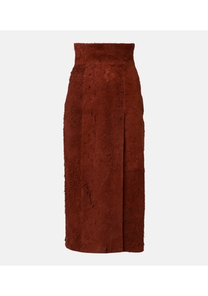 McQueen High-rise suede midi skirt