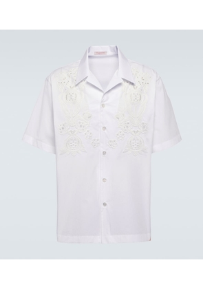 Valentino Embroidered cotton poplin bowling shirt