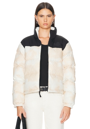 The North Face Crinkle Rev Nuptse Jacket in White Dune Low Fi Hi Tek Dye Print - White. Size XS (also in ).