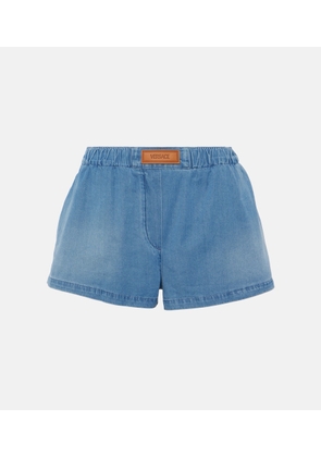 Versace Logo denim shorts