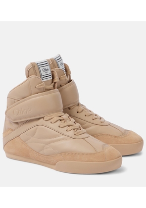 Chloe Kick suede-trimmed leather high-top sneakers