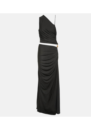 Bottega Veneta One-shoulder ruched jersey cutout gown