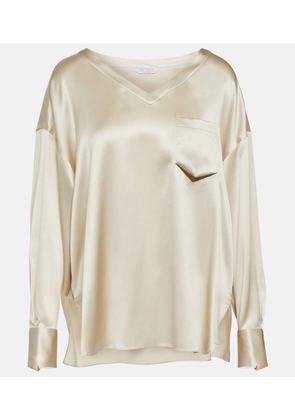 Brunello Cucinelli Silk-blend satin top