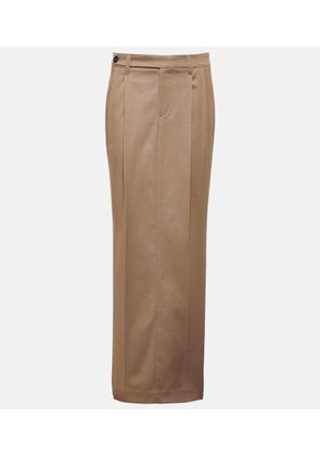 Brunello Cucinelli Pleated low-rise cotton-blend maxi skirt