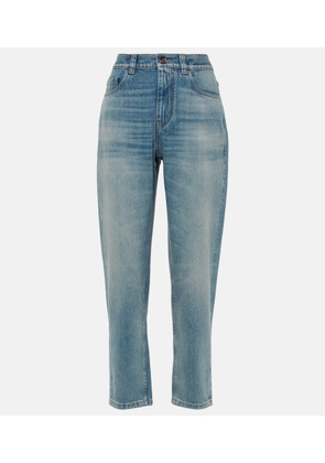 Brunello Cucinelli Mid-rise faded tapered jeans