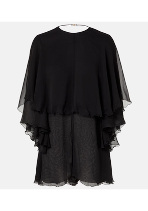 Saint Laurent Open-back silk crepe muslin romper