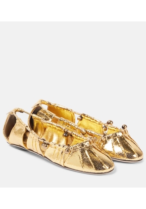 Chloe Luna cutout metallic leather ballet flats