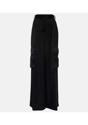 Versace High-rise wide-leg satin cargo pants