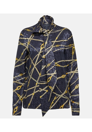 Versace Greca Nautical tie-neck blouse