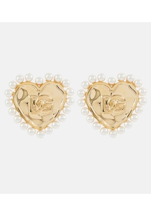 Dolce&Gabbana DG faux pearl gold-plated clip-on earrings
