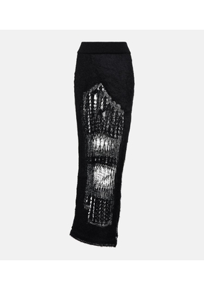 Rick Owens Distressed mohair-blend maxi skirt