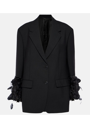 Prada Feather-trimmed wool blazer