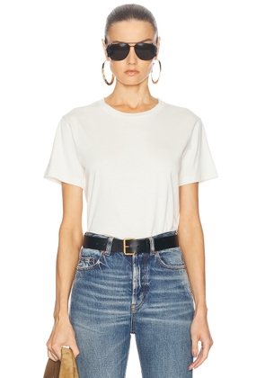 Saint Laurent Short Sleeve T-shirt in Natural - White. Size L (also in M, S, XL, XS).