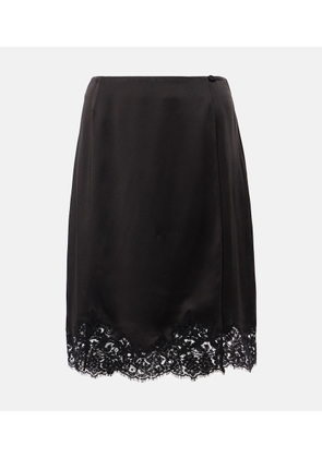 Stella McCartney Guipure lace-trimmed satin midi skirt