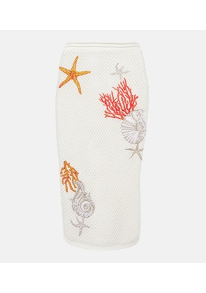 Versace Embroidered crochet cotton midi skirt