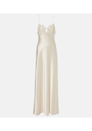 Saint Laurent Lace-trimmed silk satin gown