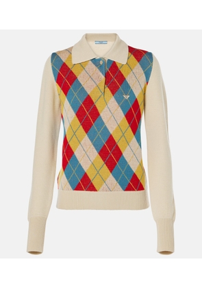 Prada Argyle intarsia wool polo sweater
